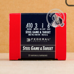 Image of 410 GAUGE FEDERAL FIELD & RANGE STEEL 3" 3/8 OZ #6 SHOT (25 ROUNDS)