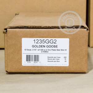 Image of 12 GAUGE FIOCCHI GOLDEN GOOSE 3-1/2" 1-5/8 OZ. #2 STEEL SHOT (25 ROUNDS)