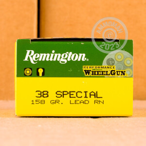 Photo detailing the 38 SPECIAL REMINGTON PERFORMANCE WHEELGUN 158 GRAIN LRN (50 ROUNDS) for sale at AmmoMan.com.