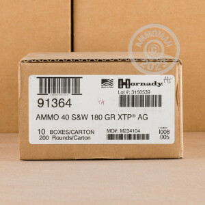 Image of the 40 S&W HORNADY AMERICAN GUNNER 180 GRAIN XTP JHP (20 ROUNDS) available at AmmoMan.com.