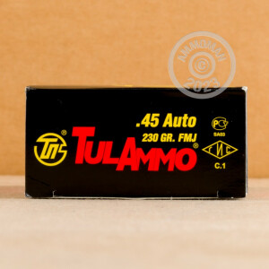 Photograph showing detail of 45 ACP TULA 230 GRAIN FMJ (50 ROUNDS)