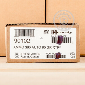 Image of the 380 ACP HORNADY 90 GRAIN JHP (25 ROUNDS) available at AmmoMan.com.