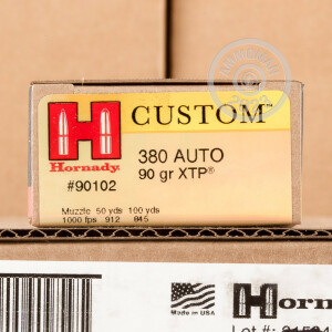 Image of the 380 ACP HORNADY 90 GRAIN JHP (25 ROUNDS) available at AmmoMan.com.