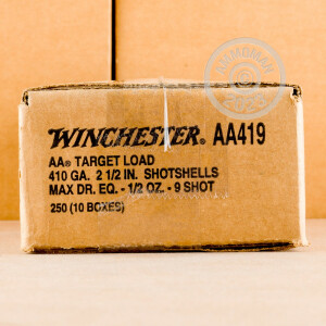 Photograph showing detail of 410 GAUGE WINCHESTER AA 2-1/2" #9 SHOT (25 ROUNDS)