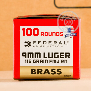 Photograph showing detail of 9MM LUGER FEDERAL CHAMPION 115 GRAIN FMJ (500 ROUNDS)
