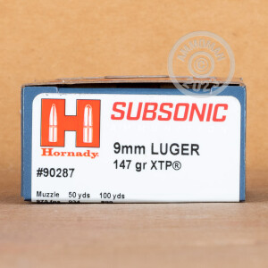 Image of the 9MM HORNADY SUBSONIC 147 GRAIN XTP (250 ROUNDS) available at AmmoMan.com.
