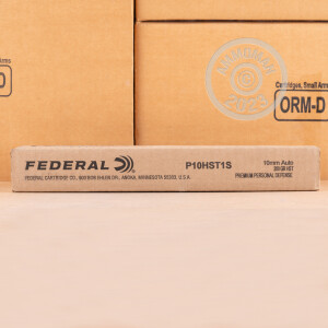 Image of the 10MM FEDERAL PERSONAL DEFENSE HST 200 GRAIN JHP (200 ROUNDS) available at AmmoMan.com.
