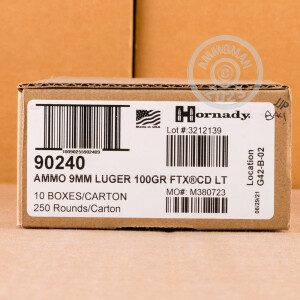 Image of the 9MM HORNADY CRITICAL DEFENSE LITE 100 GRAIN FTX (250 ROUNDS) available at AmmoMan.com.