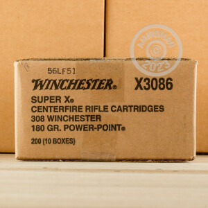 Photo detailing the 308 WIN WINCHESTER SUPER-X 180 GRAIN POWER-POINT SP (200 ROUNDS) for sale at AmmoMan.com.