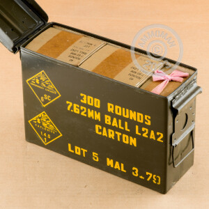 Photo detailing the 7.62x51MM MALAYSIAN MILITARY SURPLUS IN STEEL AMMO CAN 146 GRAIN FMJ (300 ROUNDS) for sale at AmmoMan.com.