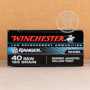 Image of the .40 S&W WINCHESTER RANGER 165 GRAIN BONDED JHP (500 ROUNDS) available at AmmoMan.com.