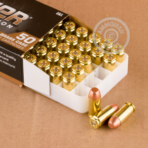 A photo of a box of Blazer Brass ammo in .40 Smith & Wesson.