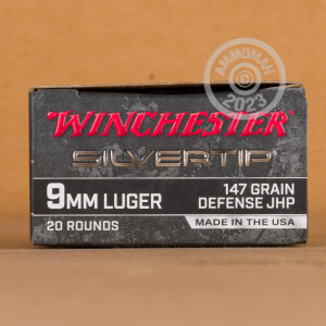 Photograph showing detail of 9MM WINCHESTER SILVERTIP 147 GRAIN JHP (20 ROUNDS)