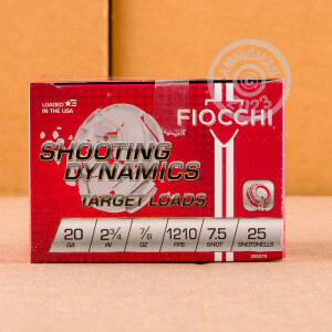 Image of 20 GAUGE FIOCCHI 2-3/4" 7/8 OZ. #7.5 SHOT (250 ROUNDS)