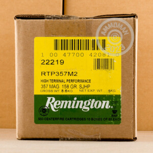 Image of the 357 MAGNUM REMINGTON HTP 158 GRAIN SEMI JACKETED HOLLOW POINT (50 ROUNDS) available at AmmoMan.com.