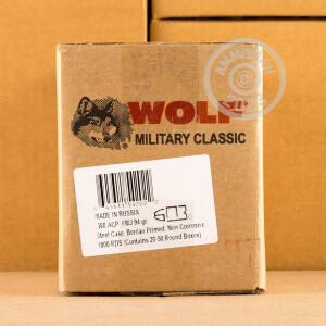 Image of 380 AUTO WOLF MILITARY CLASSIC 94 GRAIN FULL METAL JACKET (1000 ROUNDS)