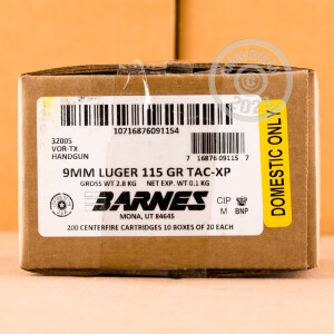 Photo of 9mm Luger Solid Copper Hollow Point (SCHP) ammo by Barnes for sale at AmmoMan.com.