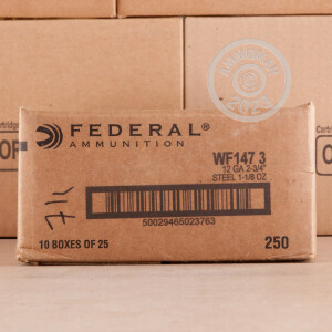 Photo detailing the 12 GAUGE FEDERAL SPEED-SHOK 2-3/4" 1-1/8 OZ. #3 STEEL SHOT (25 ROUNDS) for sale at AmmoMan.com.