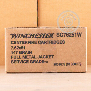 Image of 7.62X51MM WINCHESTER SERVICE GRADE 147 GRAIN FMJBT (20 ROUNDS)
