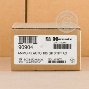 Image of the 45 ACP HORNADY AMERICAN GUNNER 185 GRAIN XTP (200 ROUNDS) available at AmmoMan.com.