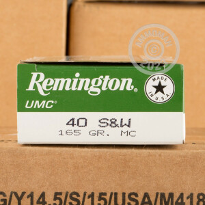 Image of the 40 S&W REMINGTON UMC 165 GRAIN FMJ (500 ROUNDS) available at AmmoMan.com.