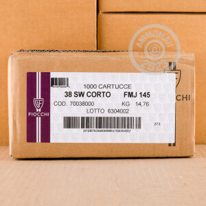 Image of the 38 S&W FIOCCHI 145 GRAIN FMJ (50 ROUNDS) available at AmmoMan.com.