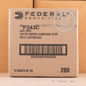 Photo detailing the 243 WIN FEDERAL VITAL-SHOK SIERRA GAMEKING 100 GRAIN SP (20 ROUNDS) for sale at AmmoMan.com.