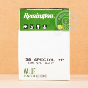 Image of the .38 SPECIAL +P REMINGTON UMC 125 GRAIN SJHP (100 ROUNDS) available at AmmoMan.com.