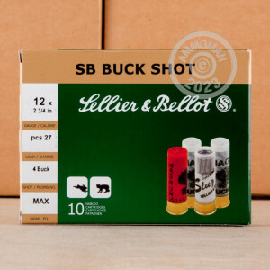 Photograph showing detail of 12 GAUGE SELLIER & BELLOT 2-3/4" #4 BUCK (250 SHELLS)