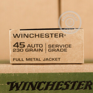 Image of the 45 ACP WINCHESTER SERVICE GRADE WOOD BOX 230 GRAIN FMJ (200 ROUNDS) available at AmmoMan.com.