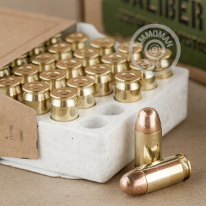 Photograph showing detail of 45 ACP WINCHESTER SERVICE GRADE WOOD BOX 230 GRAIN FMJ (200 ROUNDS)