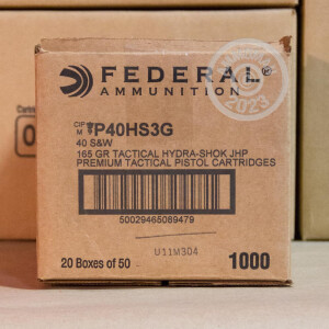 Image of the .40 S/W FEDERAL HYDRA SHOK 165 GRAIN JHP (1000 ROUNDS) available at AmmoMan.com.