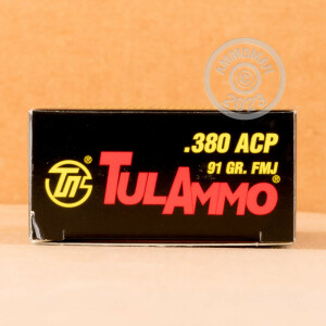 Photograph showing detail of 380 ACP TULA 91 GRAIN FMJ (1000 ROUNDS)