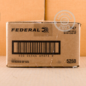 Photo detailing the 22 LR FEDERAL CHAMPION 36 GRAIN LHP (5250 ROUNDS) for sale at AmmoMan.com.