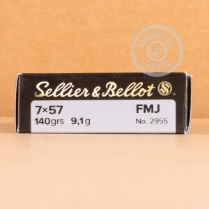 Photograph showing detail of 7X57MM MAUSER SELLIER & BELLOT 140 GRAIN FMJ (20 ROUNDS)