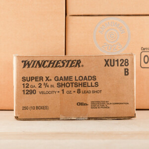 Photograph showing detail of 12 GAUGE WINCHESTER SUPER-X GAME LOADS 2-3/4" 1 OZ. #8 SHOT (25 ROUNDS)