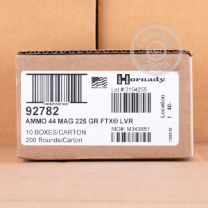 Image of the 44 MAGNUM HORNADY LEVEREVOLUTION FTX 225 GRAIN JHP (20 ROUNDS) available at AmmoMan.com.