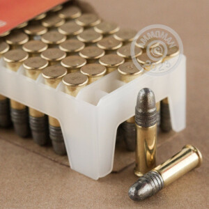 Photo detailing the 22 LR FEDERAL GOLD MEDAL HIGH VELOCITY MATCH 40 GRAIN LEAD ROUND NOSE (50 ROUNDS) for sale at AmmoMan.com.