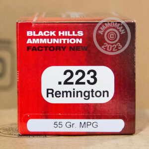 Photo detailing the 223 REMINGTON BLACK HILLS AMMUNITION 55 GRAIN BARNES MPG HP (50 ROUNDS) for sale at AmmoMan.com.