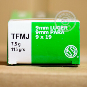 Image of the 9MM LUGER SELLIER & BELLOT NONTOX 115 GRAIN TMJ (50 ROUNDS) available at AmmoMan.com.