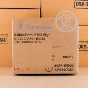 Image of 5.56x45mm rifle ammunition at AmmoMan.com.