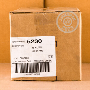 Image of the .45 ACP BLAZER BRASS 230 GRAIN FULL METAL JACKET (1000 ROUNDS) available at AmmoMan.com.