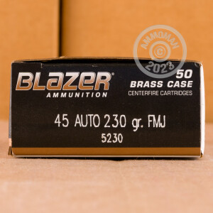 Image of Blazer Brass .45 Automatic pistol ammunition.