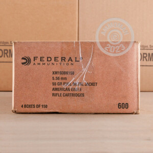 A photo of a box of Federal ammo in 5.56x45mm that's often used for training at the range.