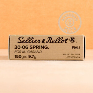 Photograph showing detail of 30-06 SELLIER & BELLOT 150 GRAIN M2 BALL FMJ  (400 Rounds)