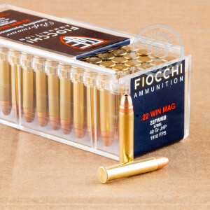 Image of the 22WMR FIOCCHI 40 GRAIN JACKETED HOLLOW POINT (500 ROUNDS) available at AmmoMan.com.
