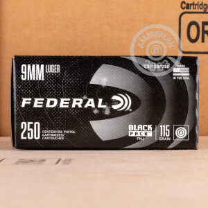 Image of 9MM FEDERAL BLACK PACK 115 GRAIN FMJ (250 ROUNDS)