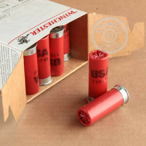 Photo detailing the 12 GAUGE WINCHESTER USA HEAVY GAME & TARGET 2 3/4" 1 1/8 OZ. #7.5 (100 ROUNDS) for sale at AmmoMan.com.