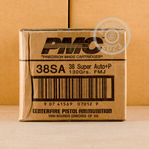 Image of the 38 SUPER +P PMC 130 GRAIN FMJ (50 ROUNDS) available at AmmoMan.com.