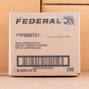 Photograph showing detail of 30-06 SPRINGFIELD FEDERAL VITAL-SHOK 180 GRAIN TROPHY COPPER (20 ROUNDS)